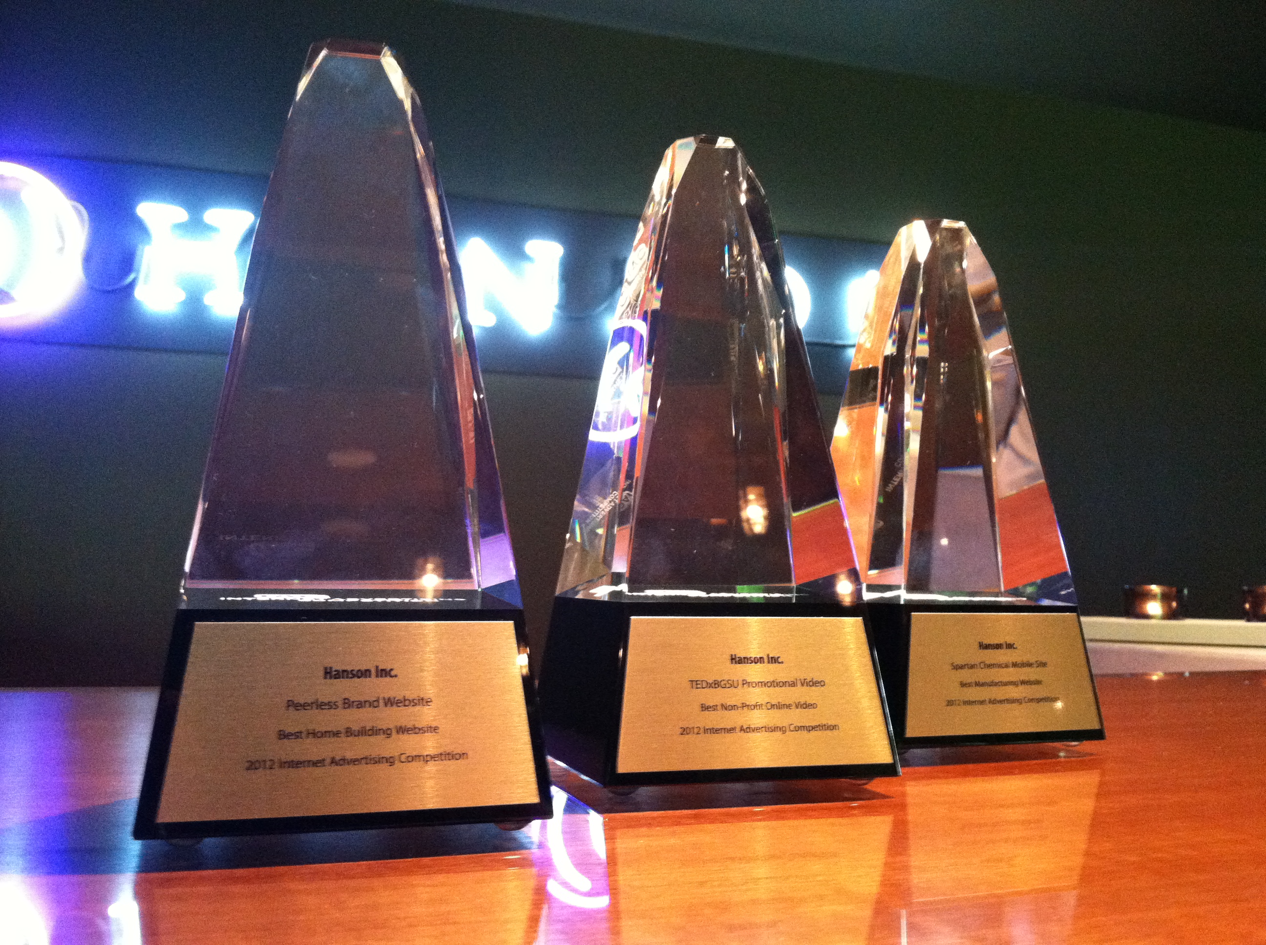 Hanson wins 3 Internet Advertising Competition Awards for 2012