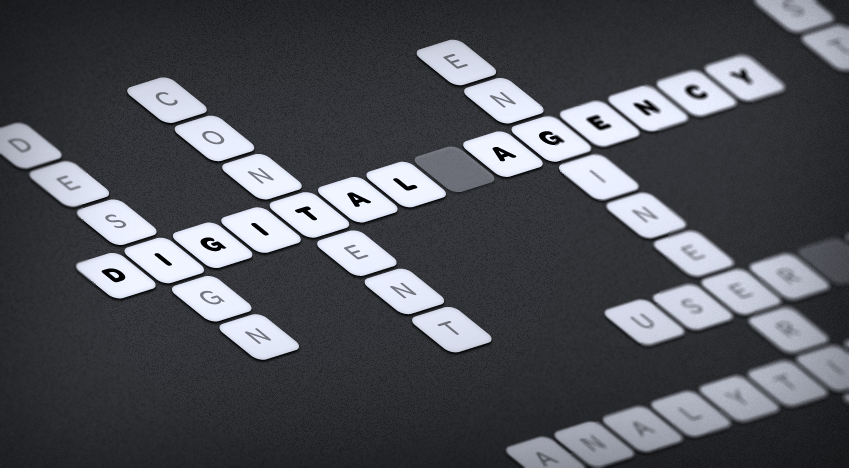 crossword made of terms used at digital agencies