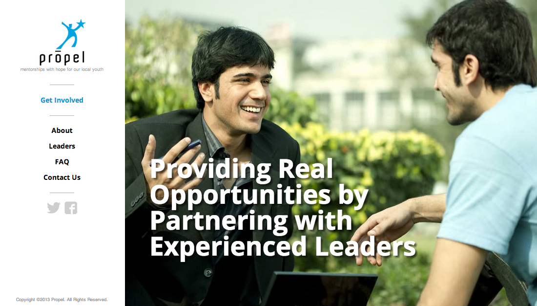 Propel youth mentoring program website screenshot